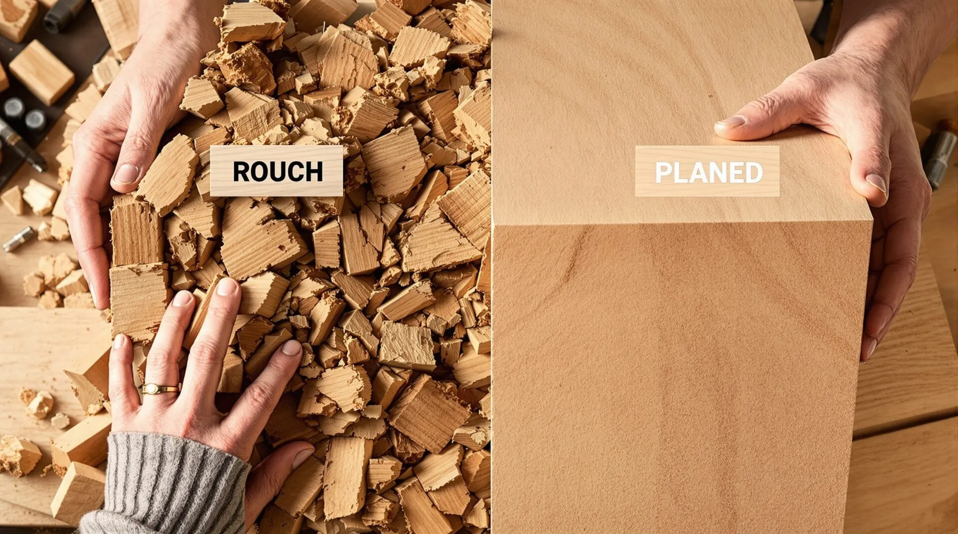 Planche de bois : les différences entre le bois brut et le bois raboté