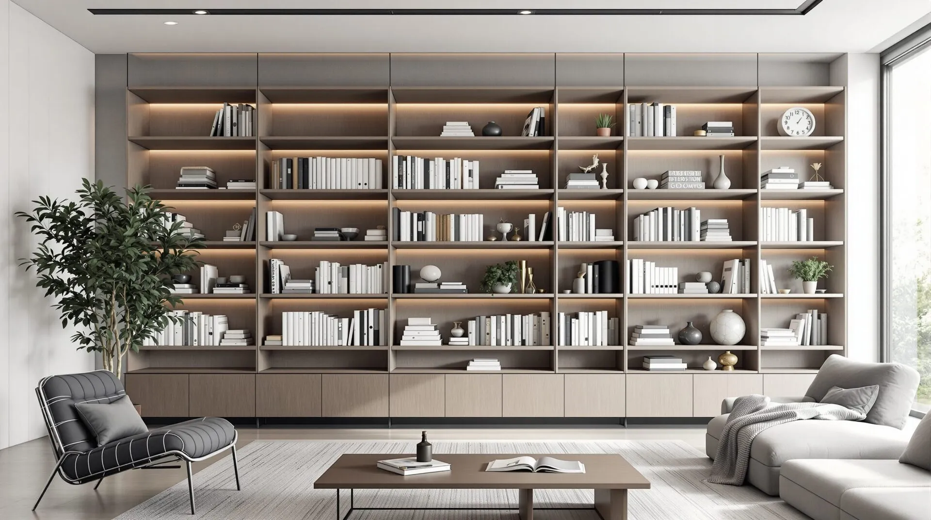 mur bibliotheque salon