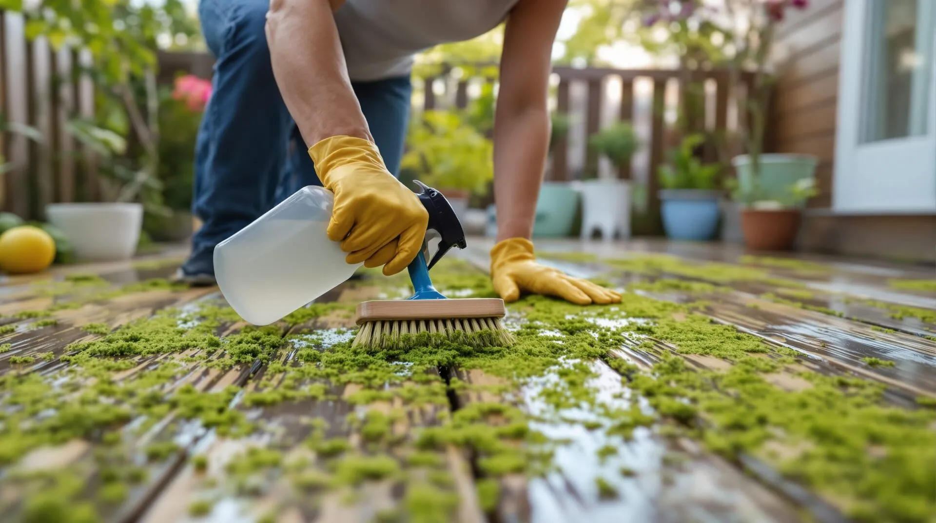 Enlever mousse terrasse bois : une méthode naturelle efficace sans abîmer