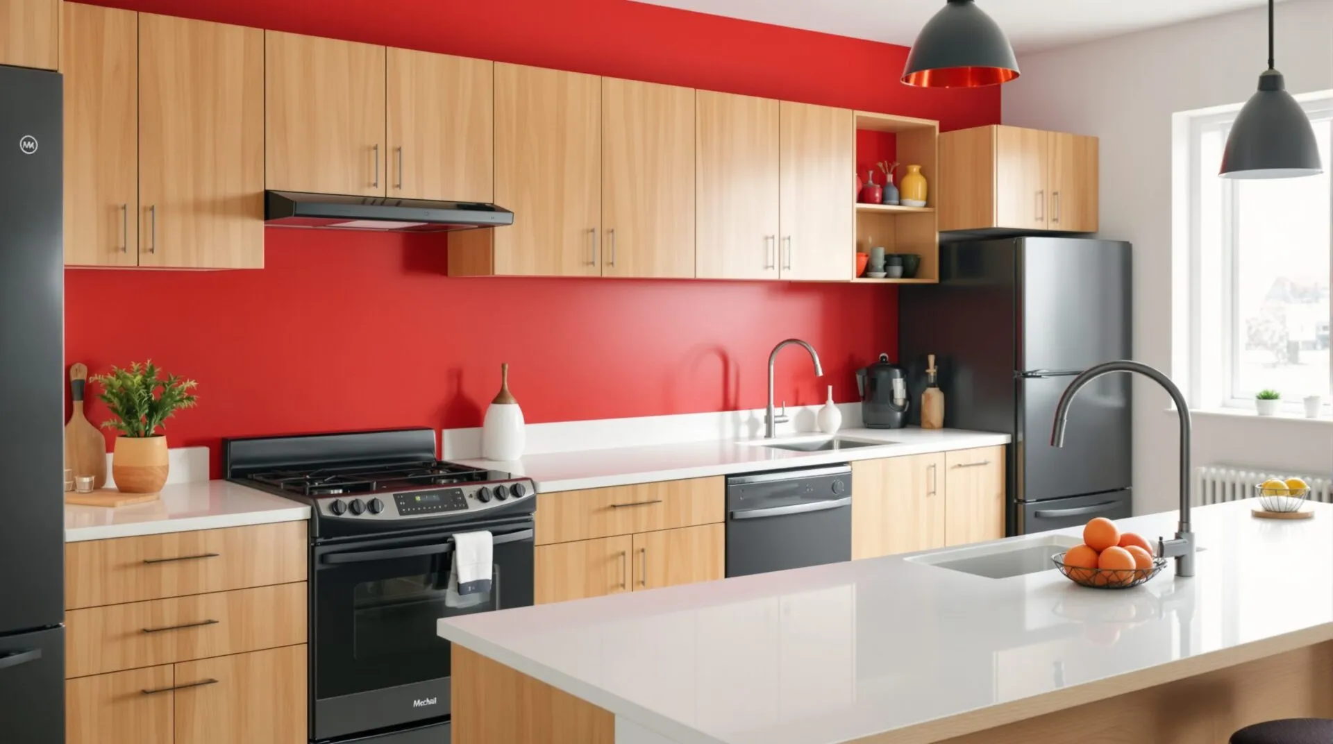 Mur rouge dans la cuisine : les associations de couleurs pour un style réussi