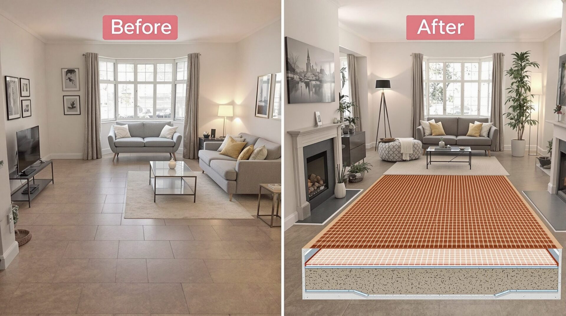 Avant / Après : transformer votre maison avec un plancher chauffant faible épaisseur