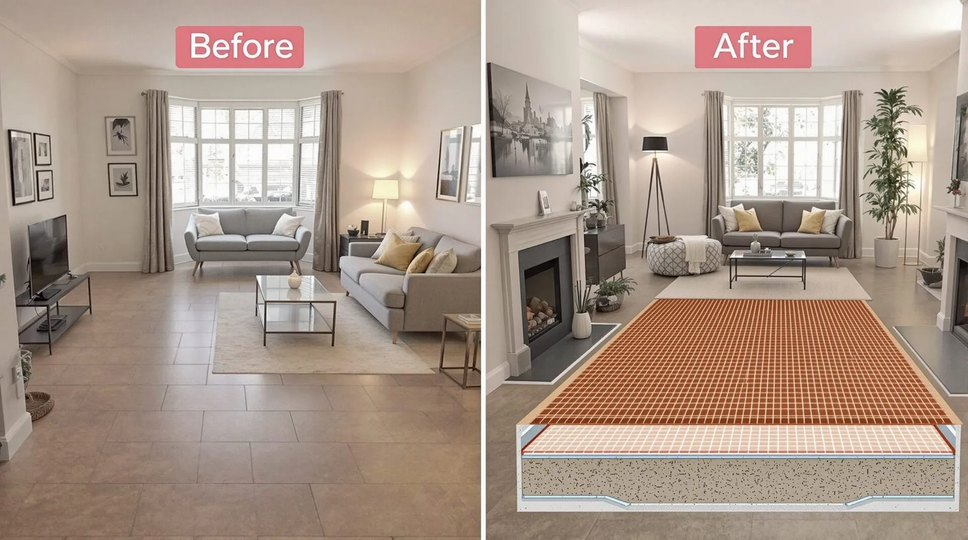 Avant / Après : transformer votre maison avec un plancher chauffant faible épaisseur