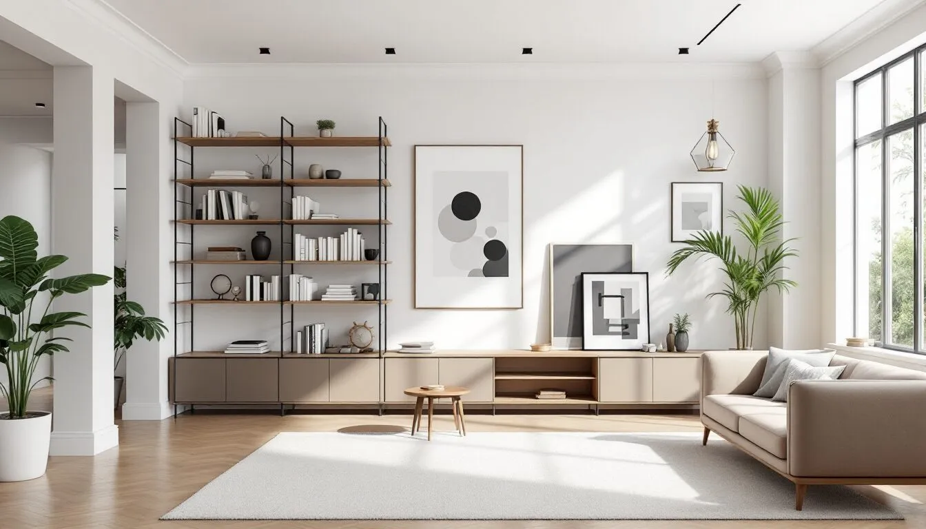 mur bibliotheque salon