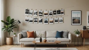 photo accrochée avec une corde