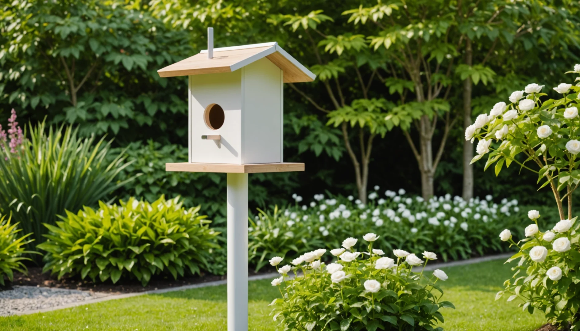 maison d’oiseau sur pied moderne