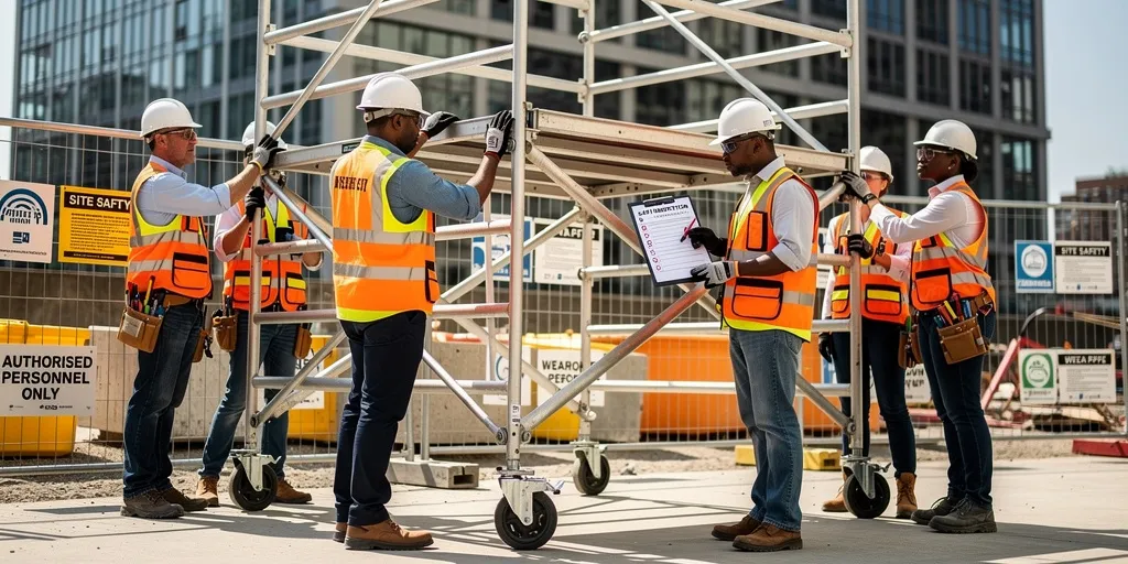 Checklist sécurité pour travailler sur un échafaudage roulant de grande hauteur