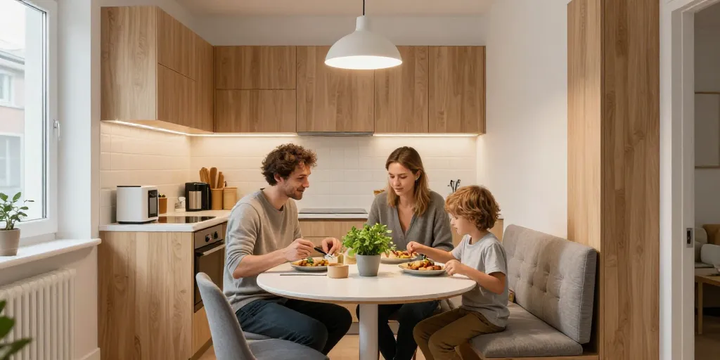 Cuisine avec salle à manger intégrée : les 9 agencements pour petits espaces