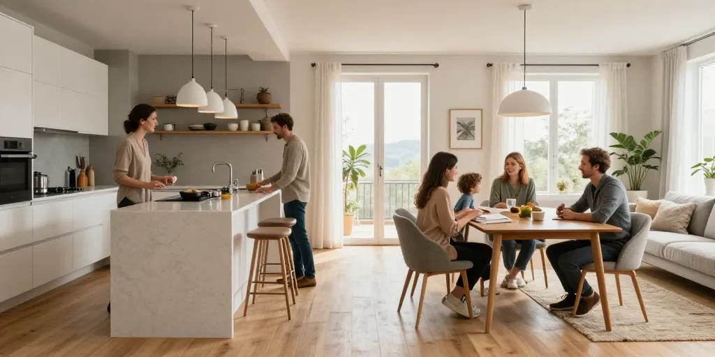 Cuisine salle à manger salon en enfilade : les 7 idées d’aménagement pratiques