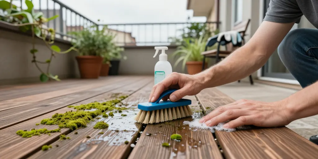 Terrasse qui verdit : La méthode sûre pour la nettoyer sans abîmer ?