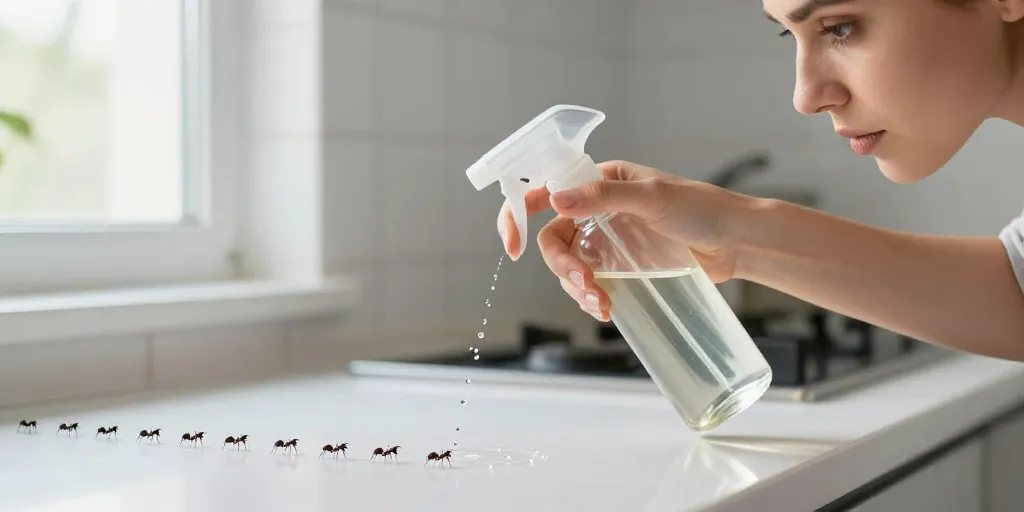 Vinaigre blanc : la solution est-elle efficace pour éliminer les fourmis ?