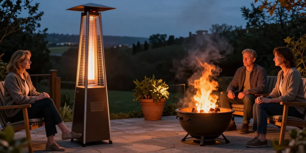 Parasol chauffant et brasero : lequel chauffe vraiment mieux votre terrasse ?
