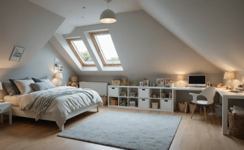 aménager petite chambre d'enfant sous pente de toit