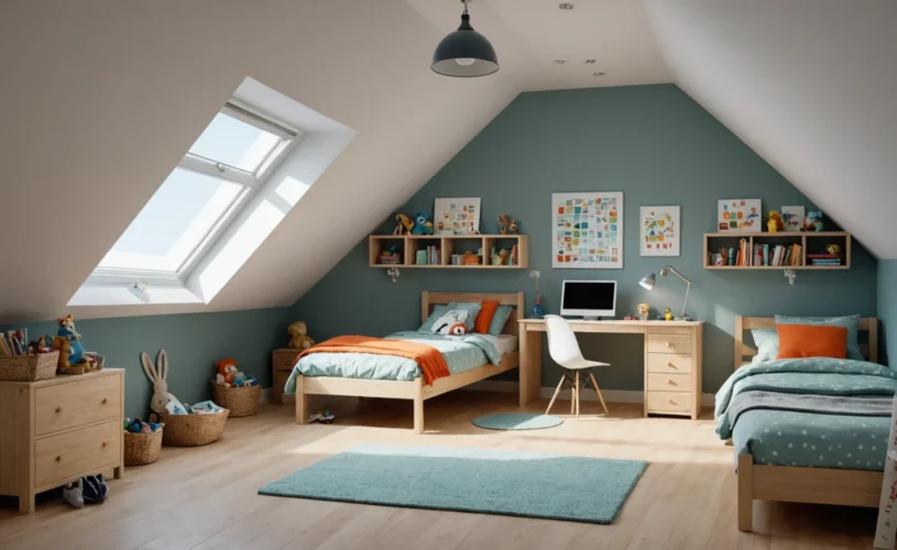 idées pour chambre d'enfant avec pente de toit